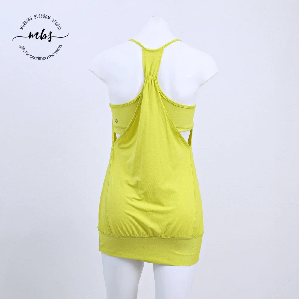 Lululemon No Limits Racerback Built-in Bra Flowy Tank Top‎ Green Women 6